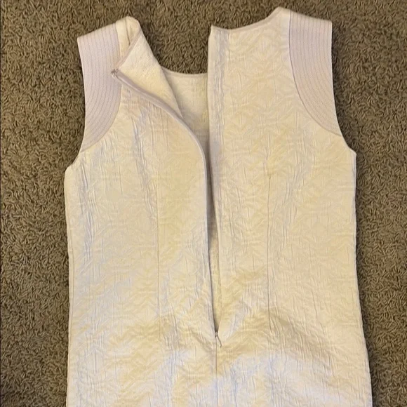 J. Crew Off-White Cream Jacquard Gold Zipper Above Knee Shift Dress - Picture 11 of 15